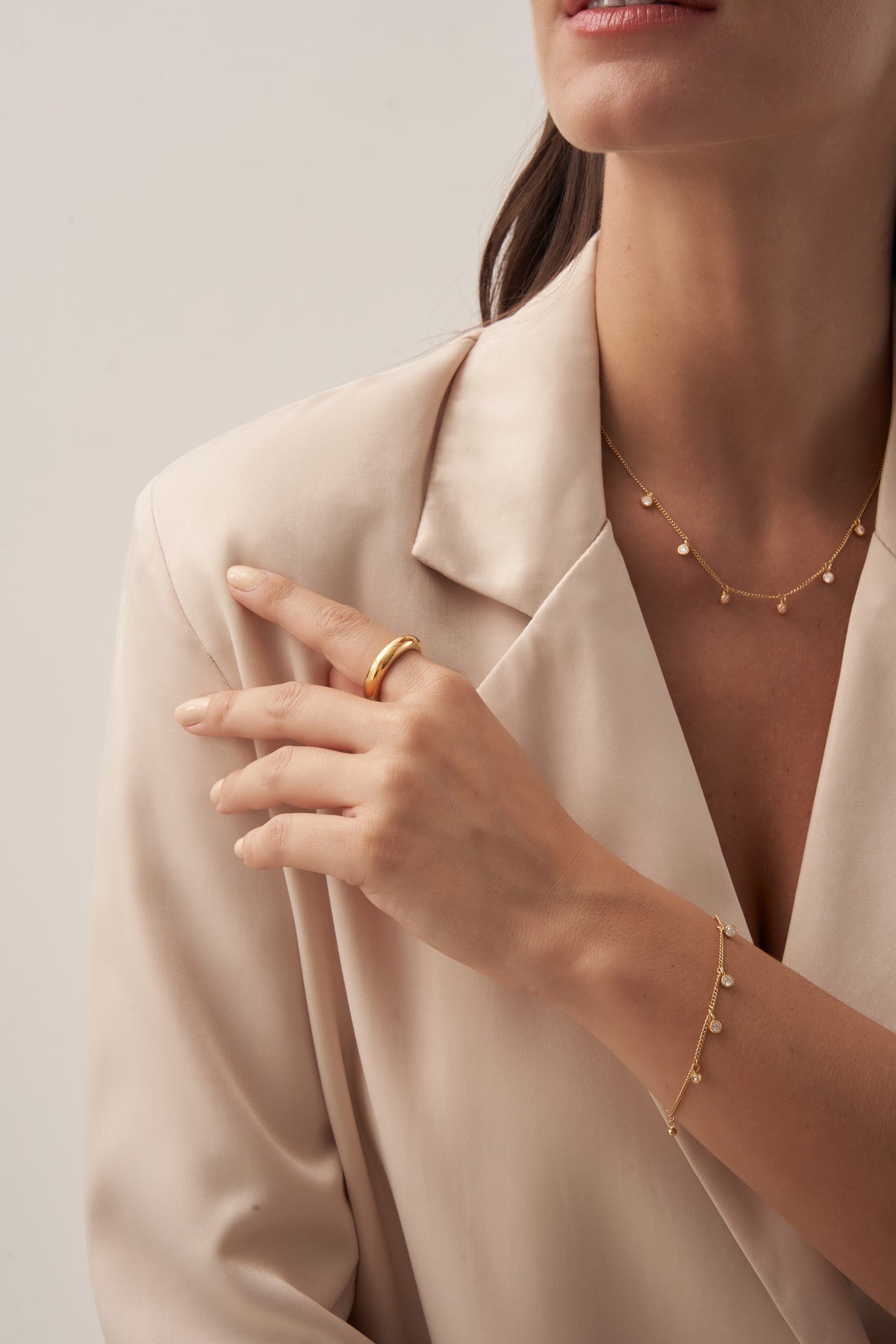 Gold Starry Night Bracelet with Zirconia Charms