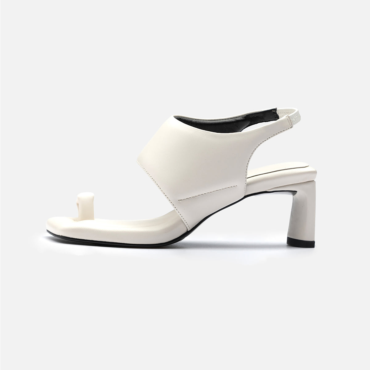 The THEN White Square-Toe Slingback Heeled Sandals feature an open toe, wide front strap, big toe loop, and thick angled heel—these handcrafted Korean sandals bring modern elegance to minimalist style.