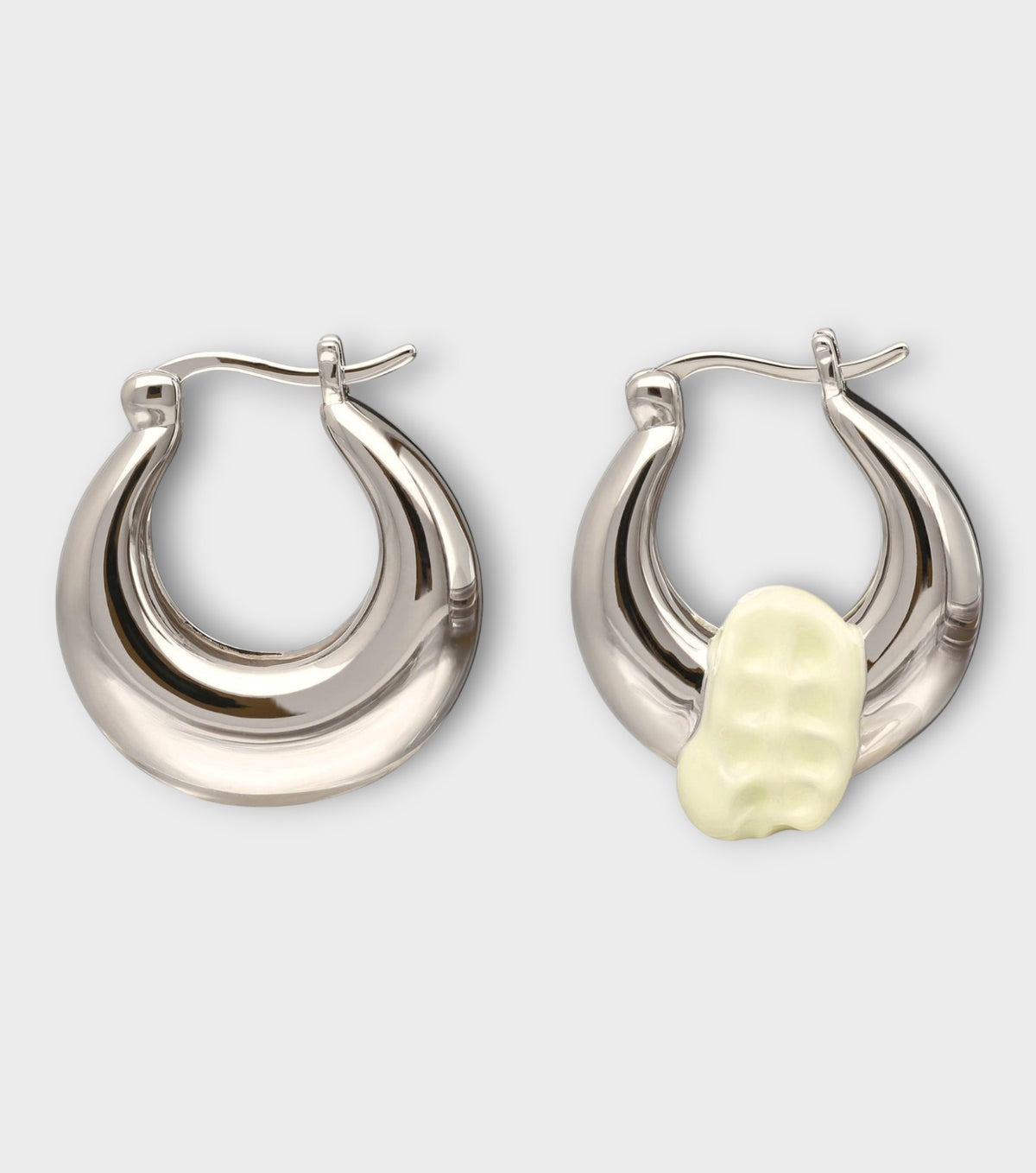 White Chewed Gum Hoop Poppy Earrings
