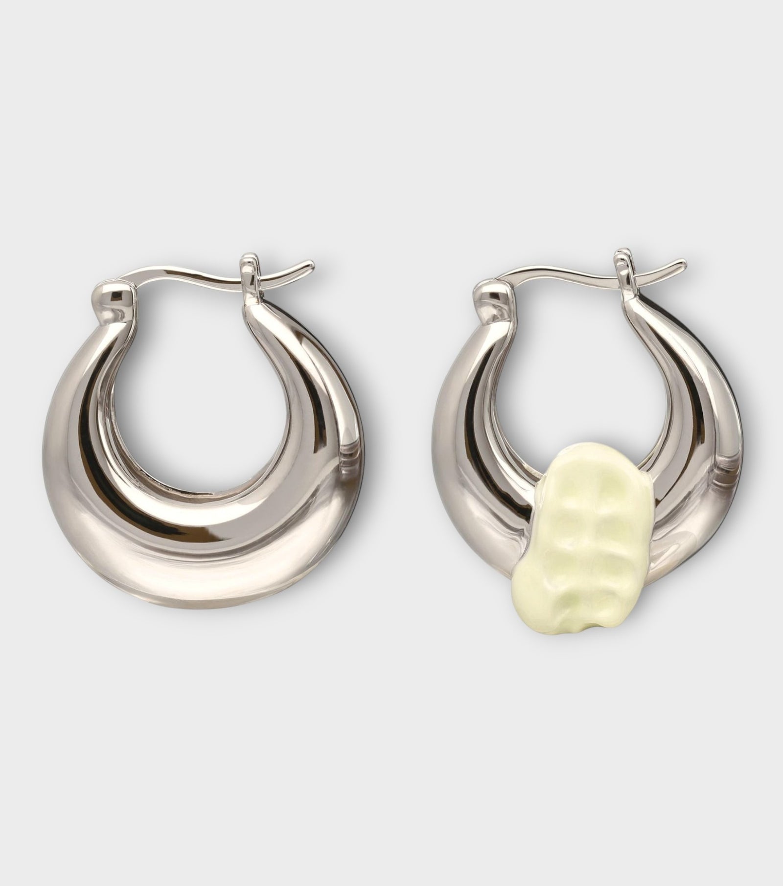 White Chewed Gum Hoop Poppy Earrings