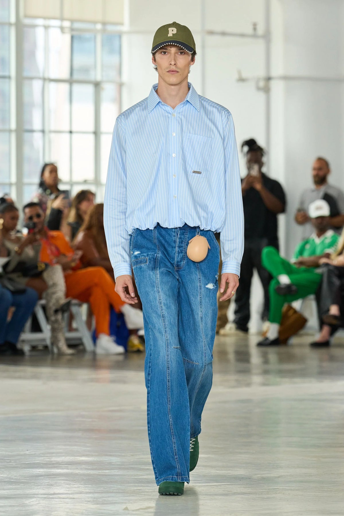 Bubble Hem Cropped Stripe Shirt