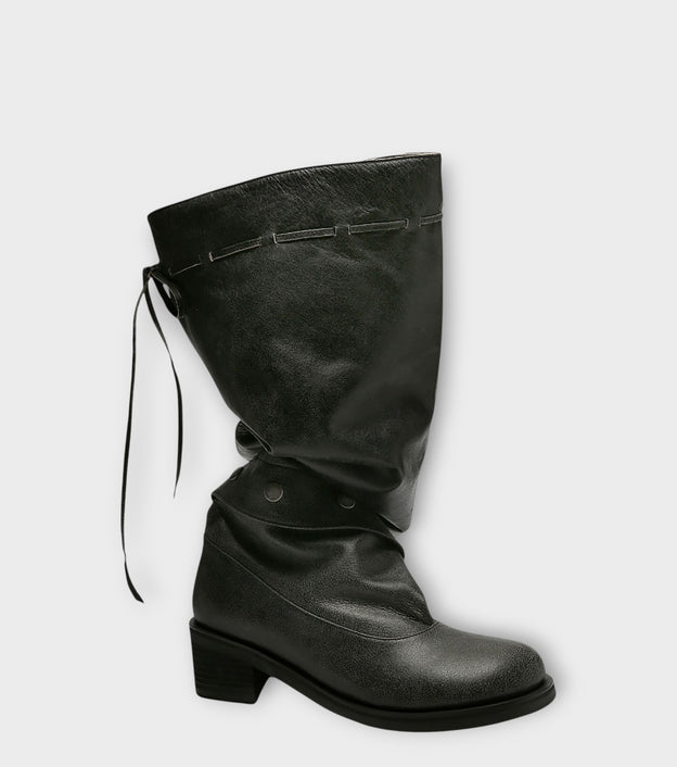 Grey Slouchy Convertible 
Leather Boots