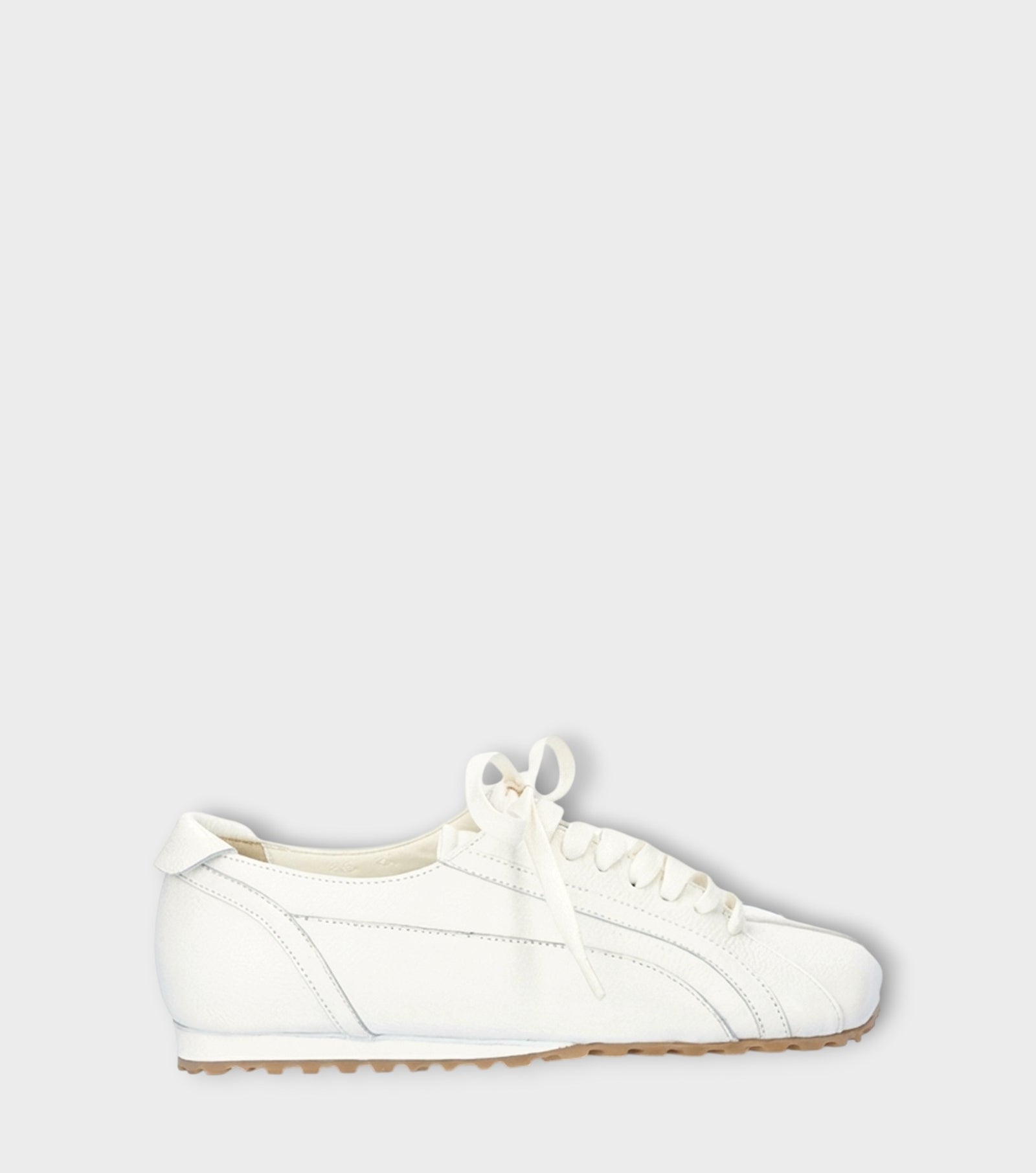 White Leather Minimalist Lace-Up Sneakers