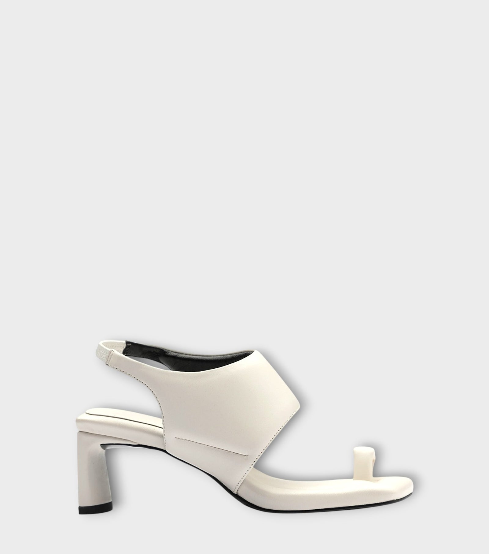 White Square-Toe Slingback 
Heeled Sandals