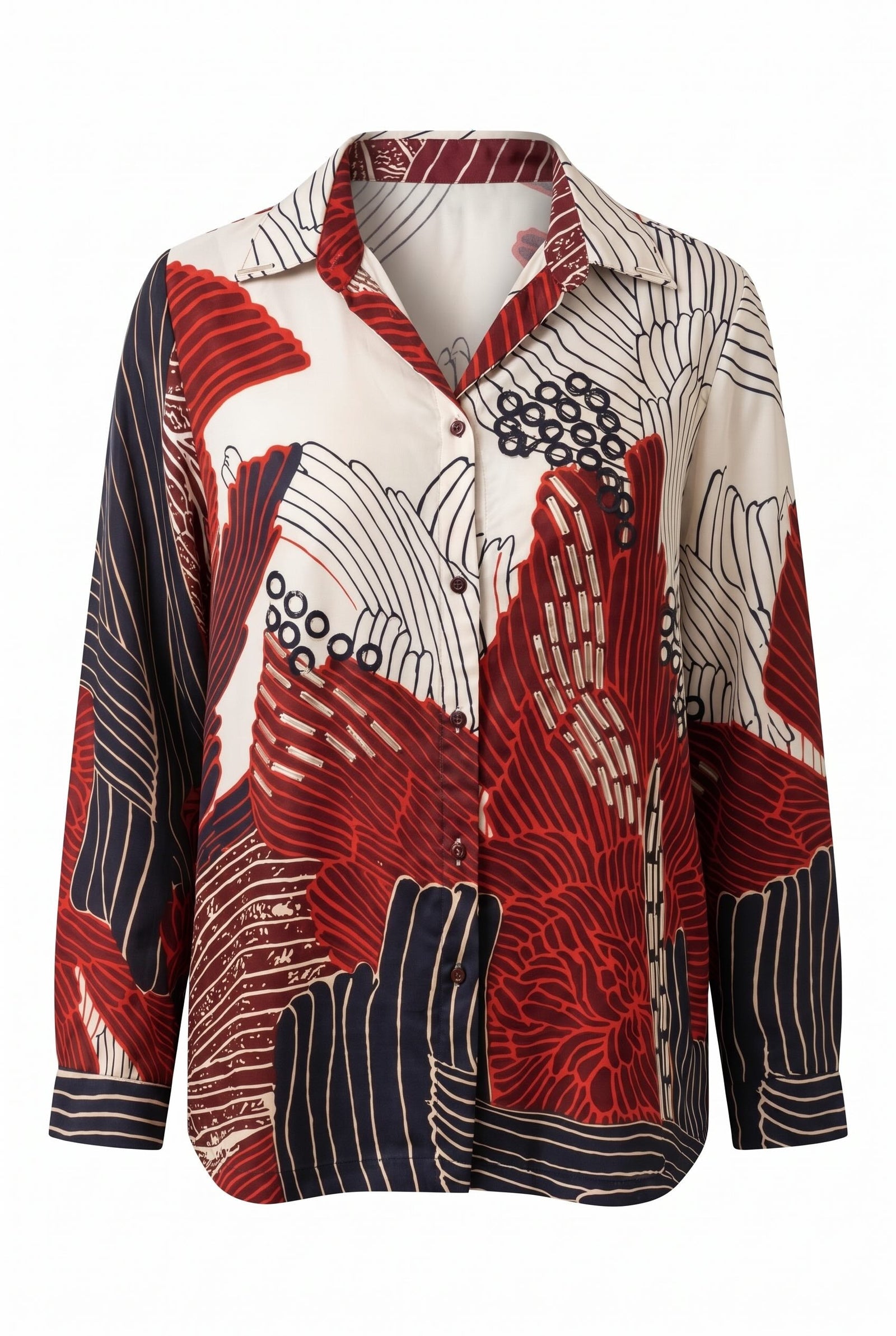 Soft Red Sequin-Embellished Shirt