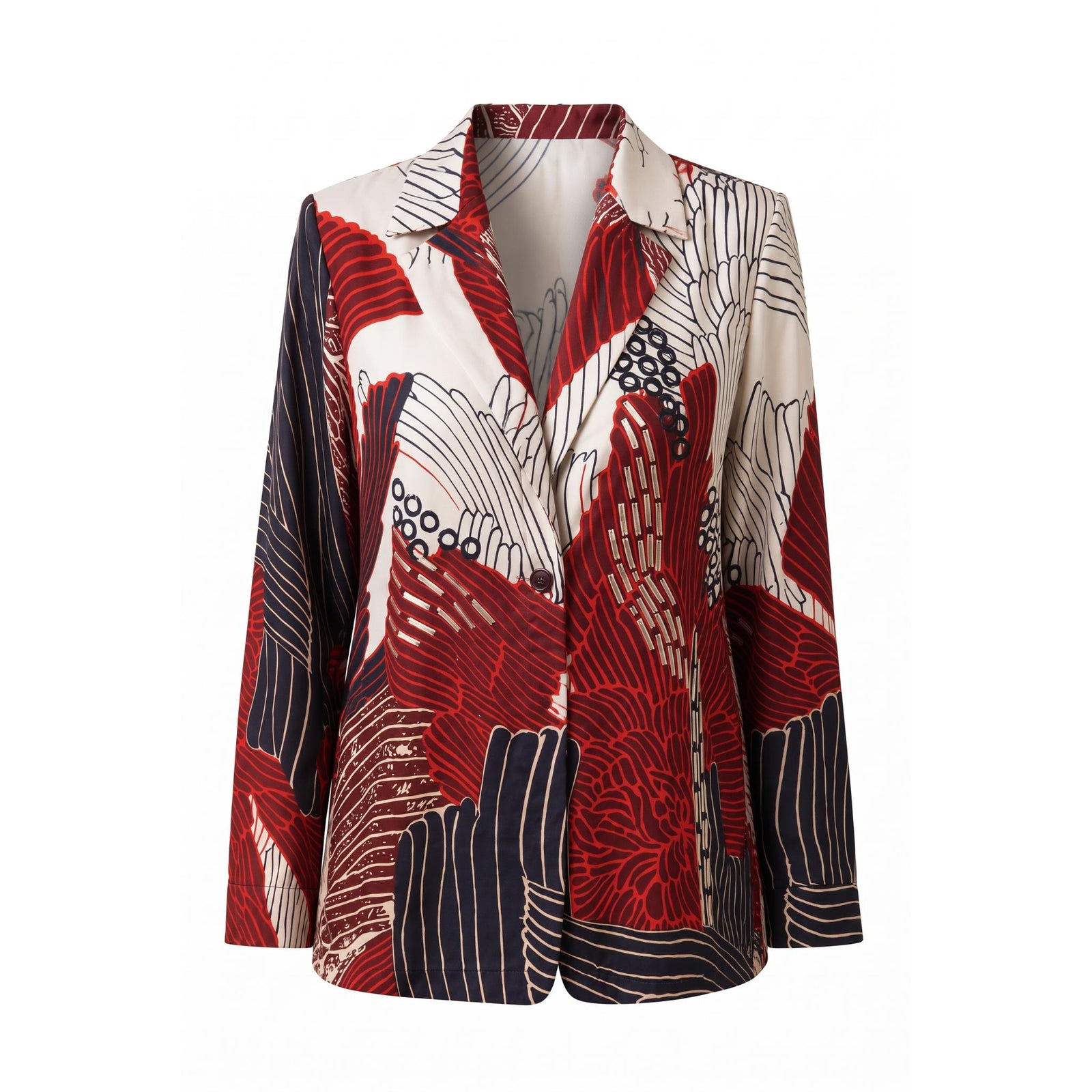 Soft Red Relaxed Printed Blazer