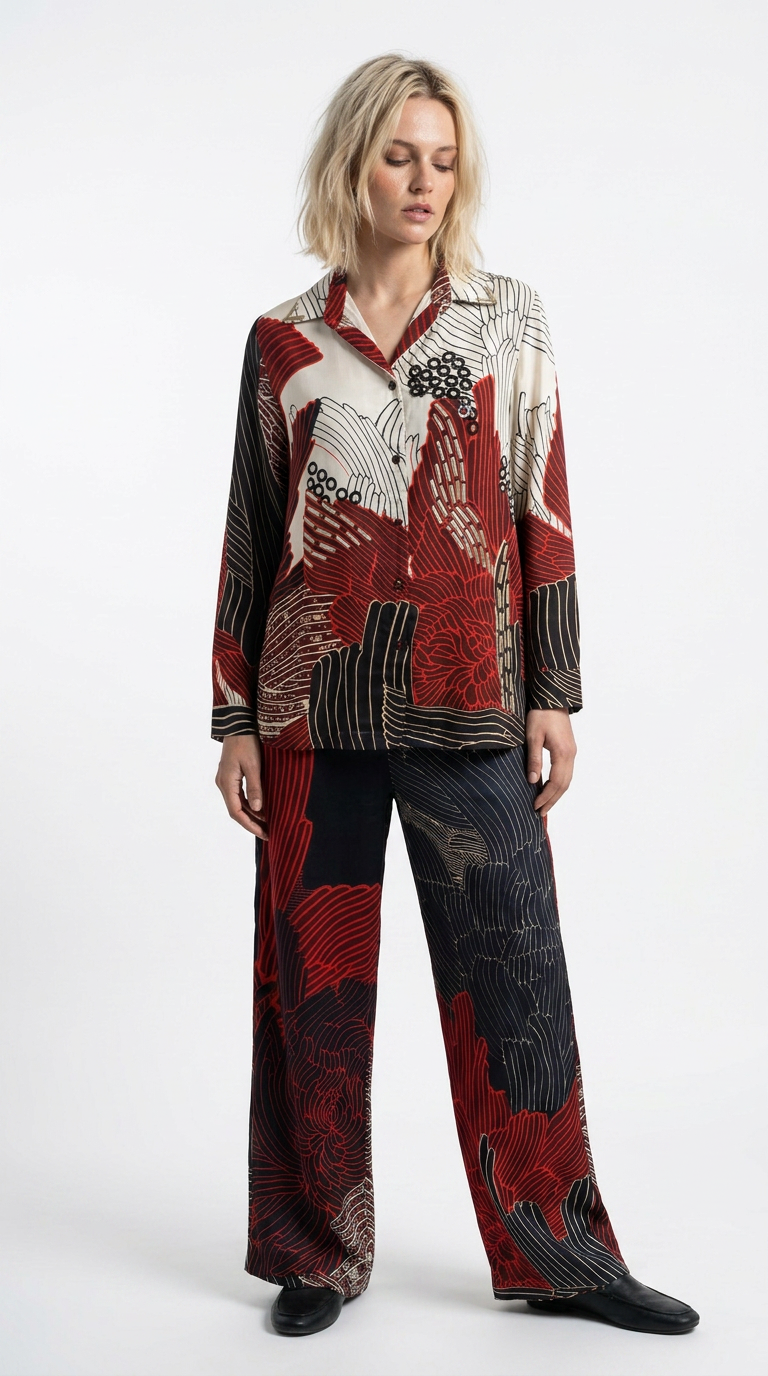 IEVA - Soft Red Sequin-Embellished Shirt, worn, buy at DOORS NYC
