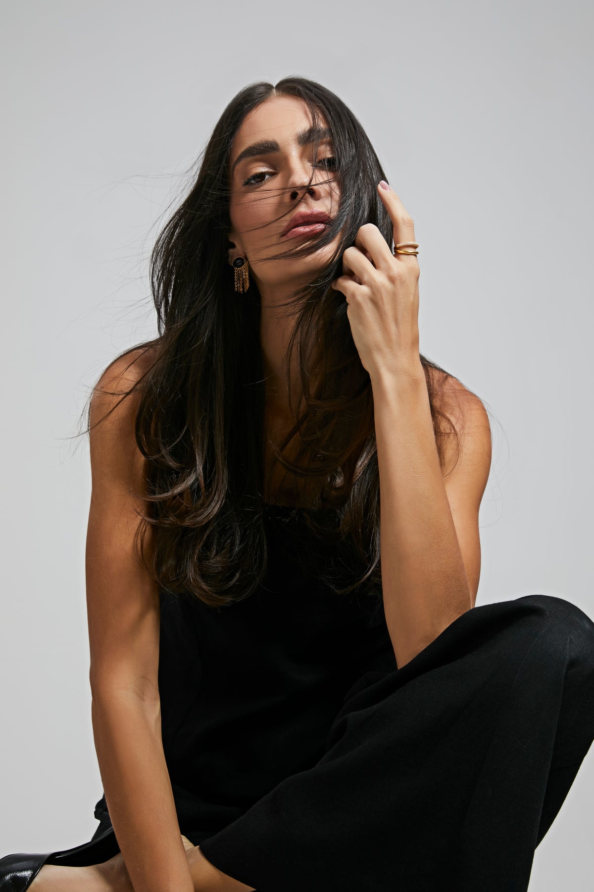 Gold Dual-Band Ring with Pavé Zirconia