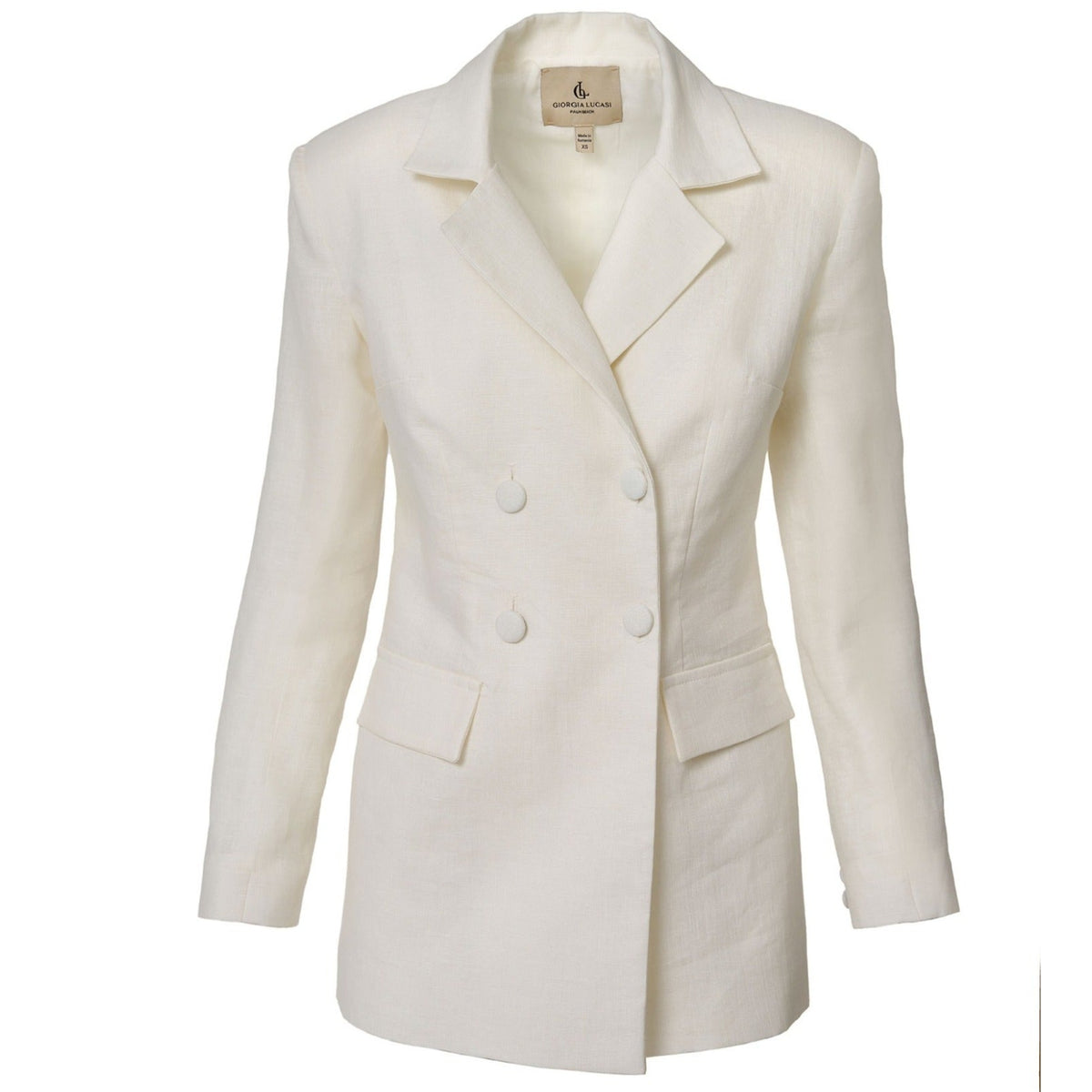 Ivory Linen Tailored Suit with Cut-Out Back