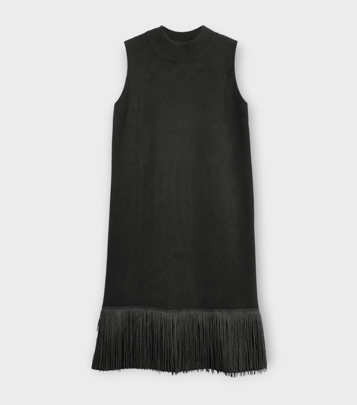 Cashmere Shift Dress with Fringe | Black