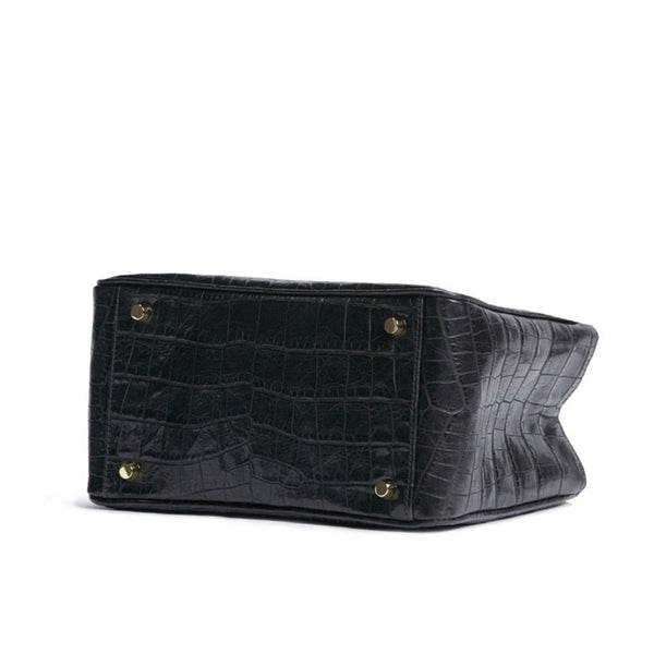 Vintage MULBERRY Bag Crocodile Embossed Leather Bag Dark 