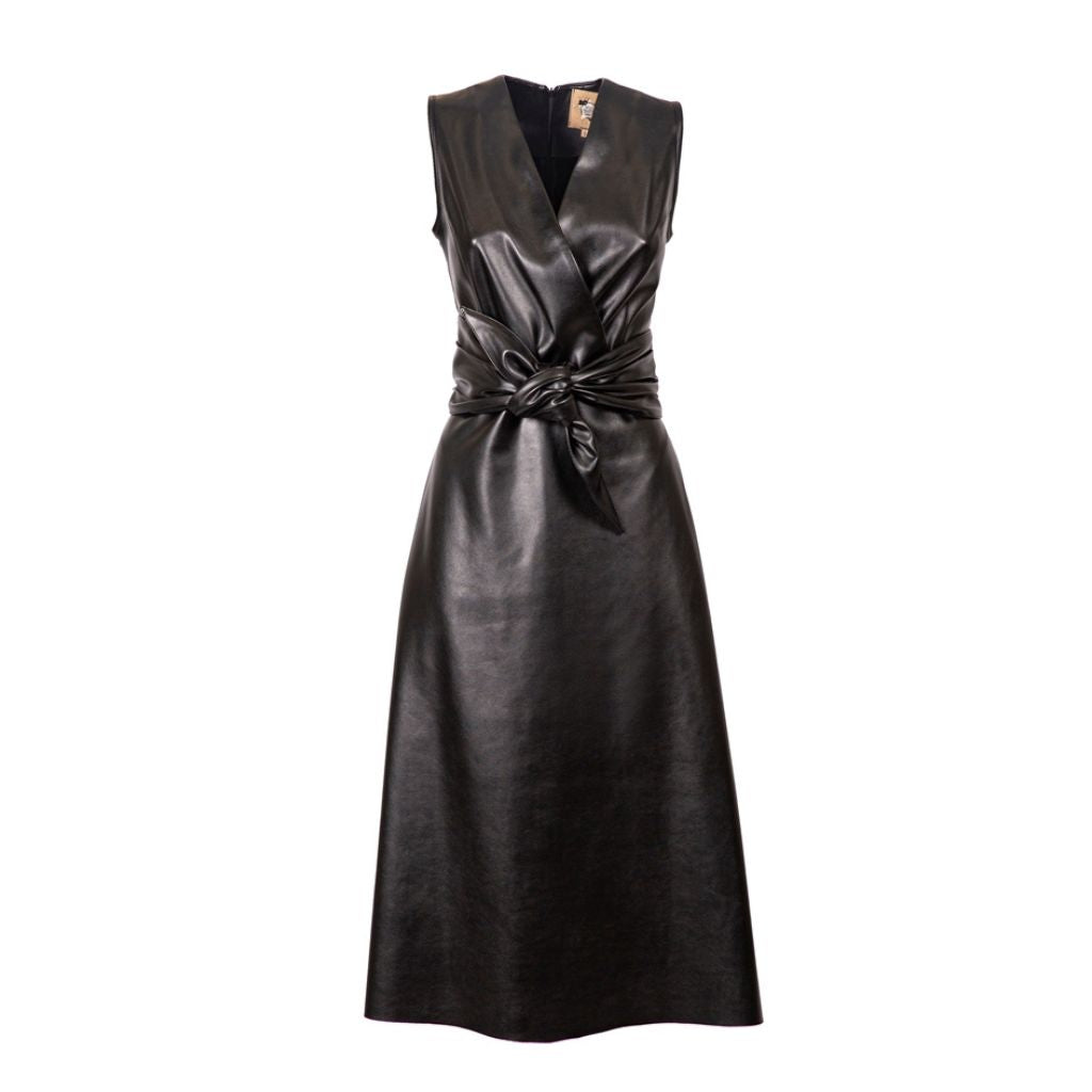 Sleeveless Faux Leather Midi Dress | Black