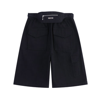 PRIVATE POLICY - Waistbag Denim Cargo Shorts Black, buy at doors.nyc