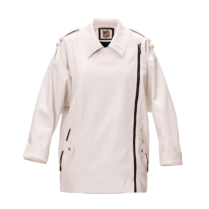 White Faux-Leather Jacket YMAL