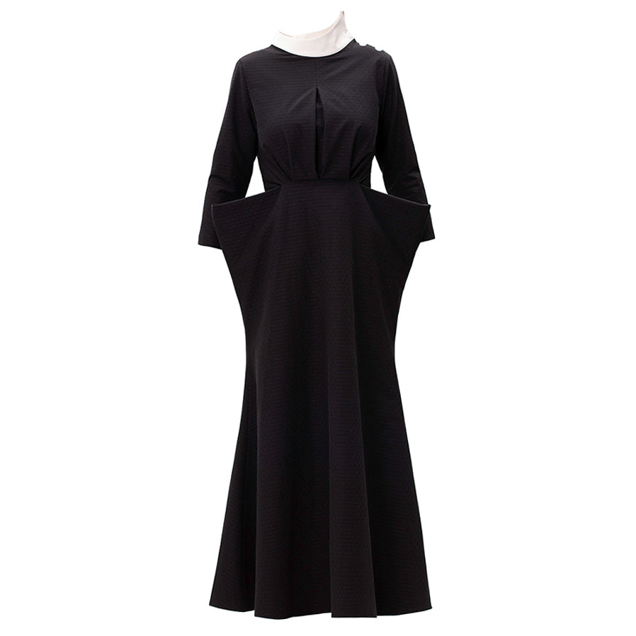 Smocked Waist Midi Dress | Black YMAL