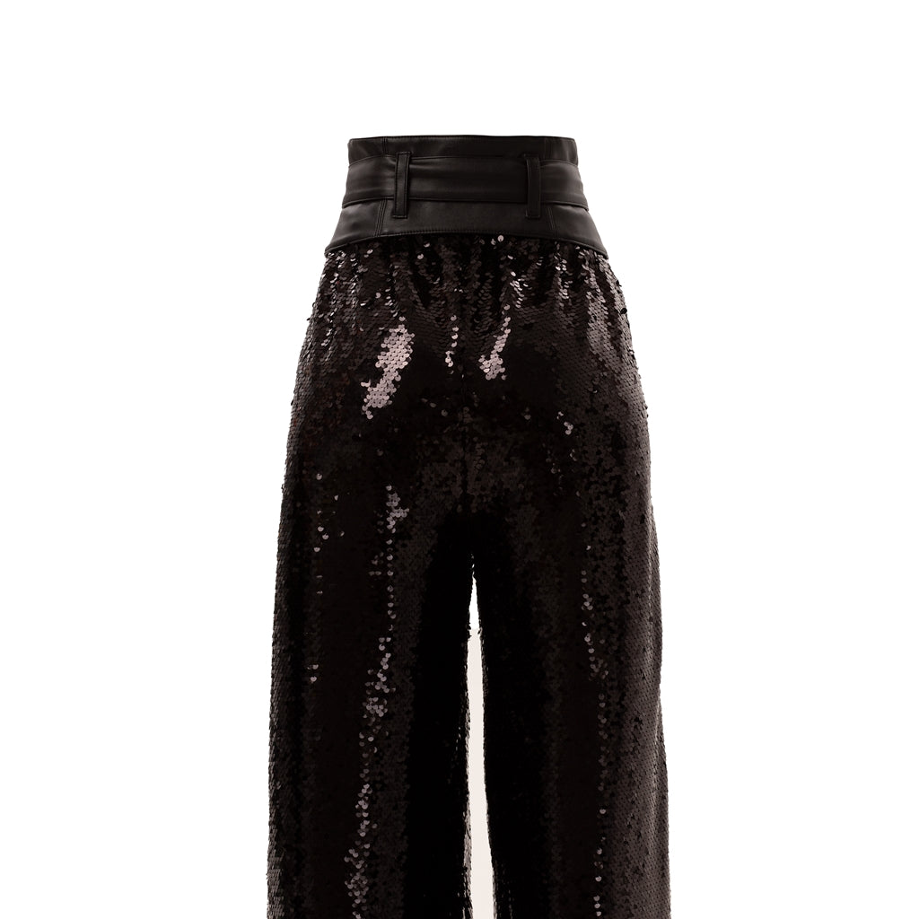 Occasion Palazzo Sequin Trousers | Black