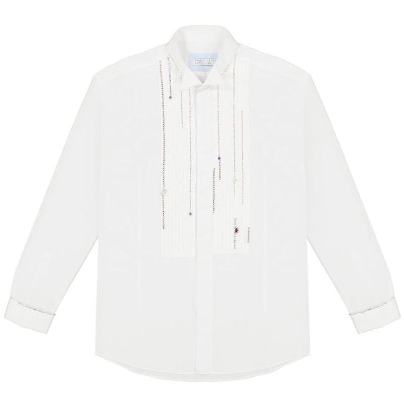 OMELIA - Tuxedo Style Shirt | White, buy at doors. nyc
