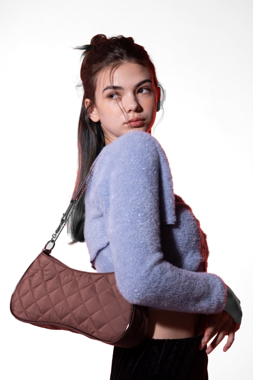 TTMAB - Astrid Quilted-Satin Shoulder Bag | Brown, buy at doors.nyc