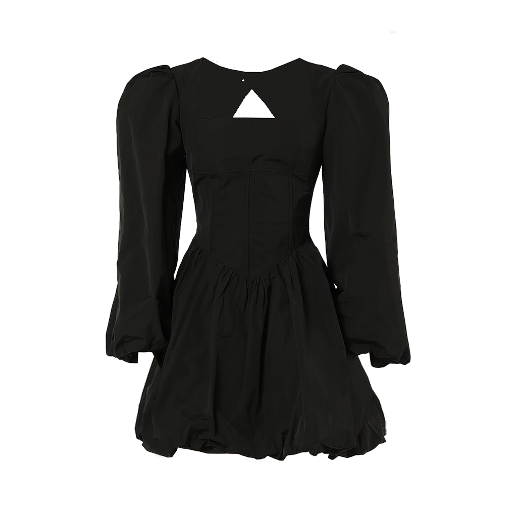 PANN - Open-neck Mini Dress | Black, buy at doors.nyc