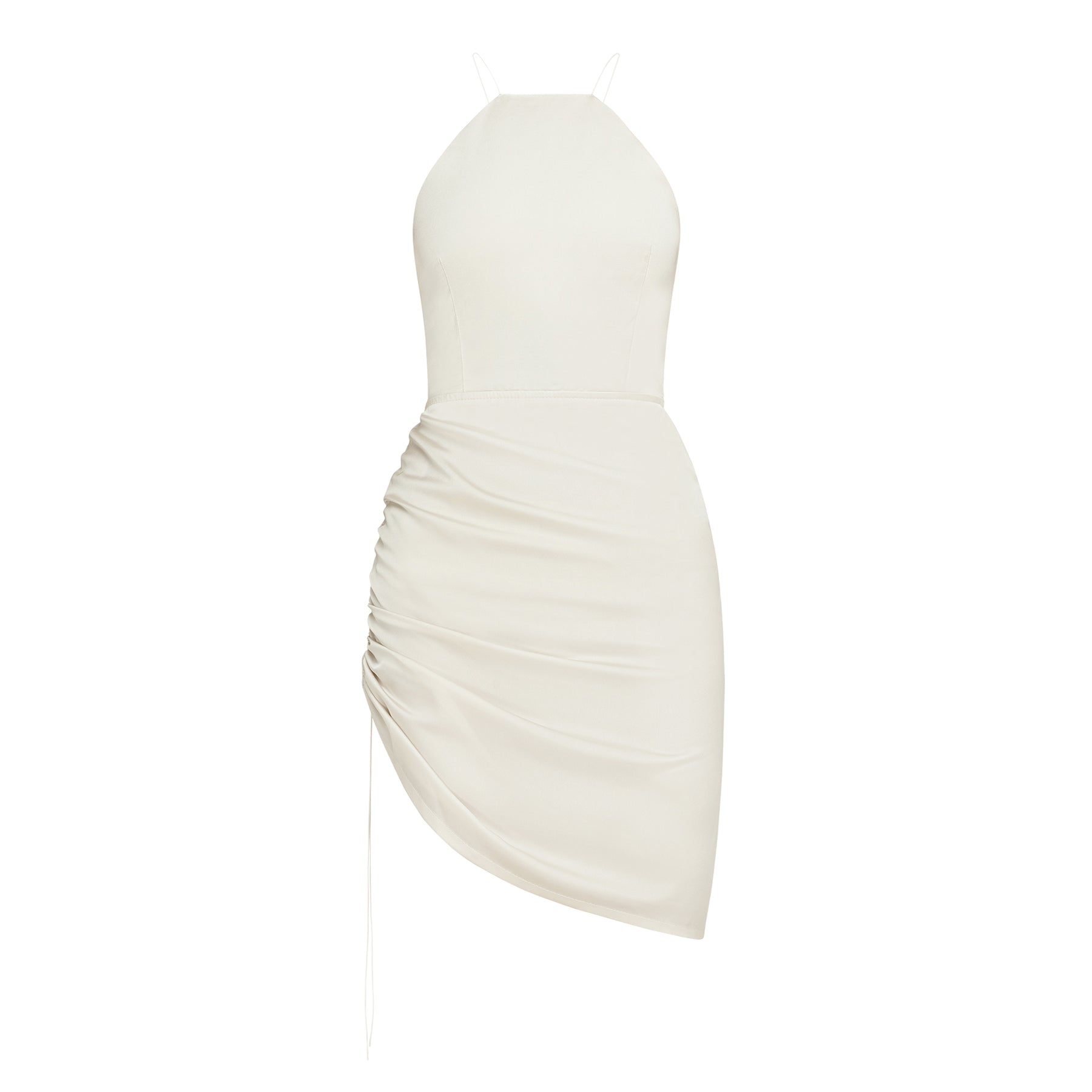 Dress With Ruched Side | White