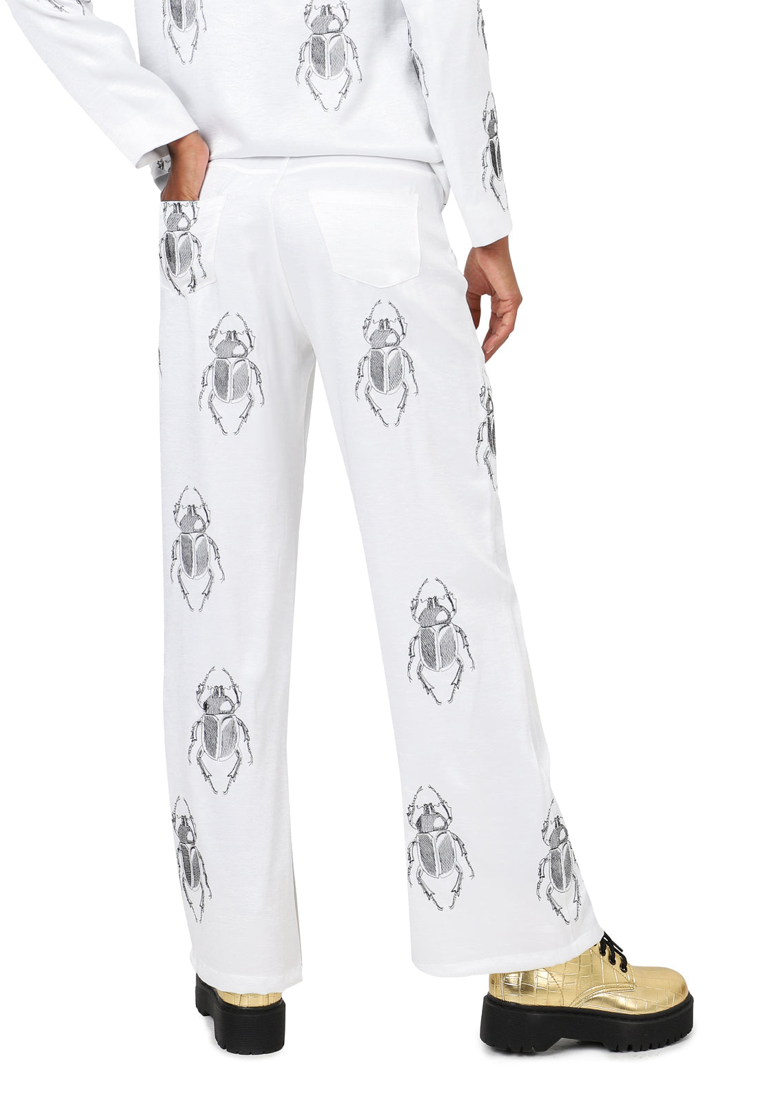 etérea - Renacer Beetle-Embroidered Pants | White, buy at doors. nyc