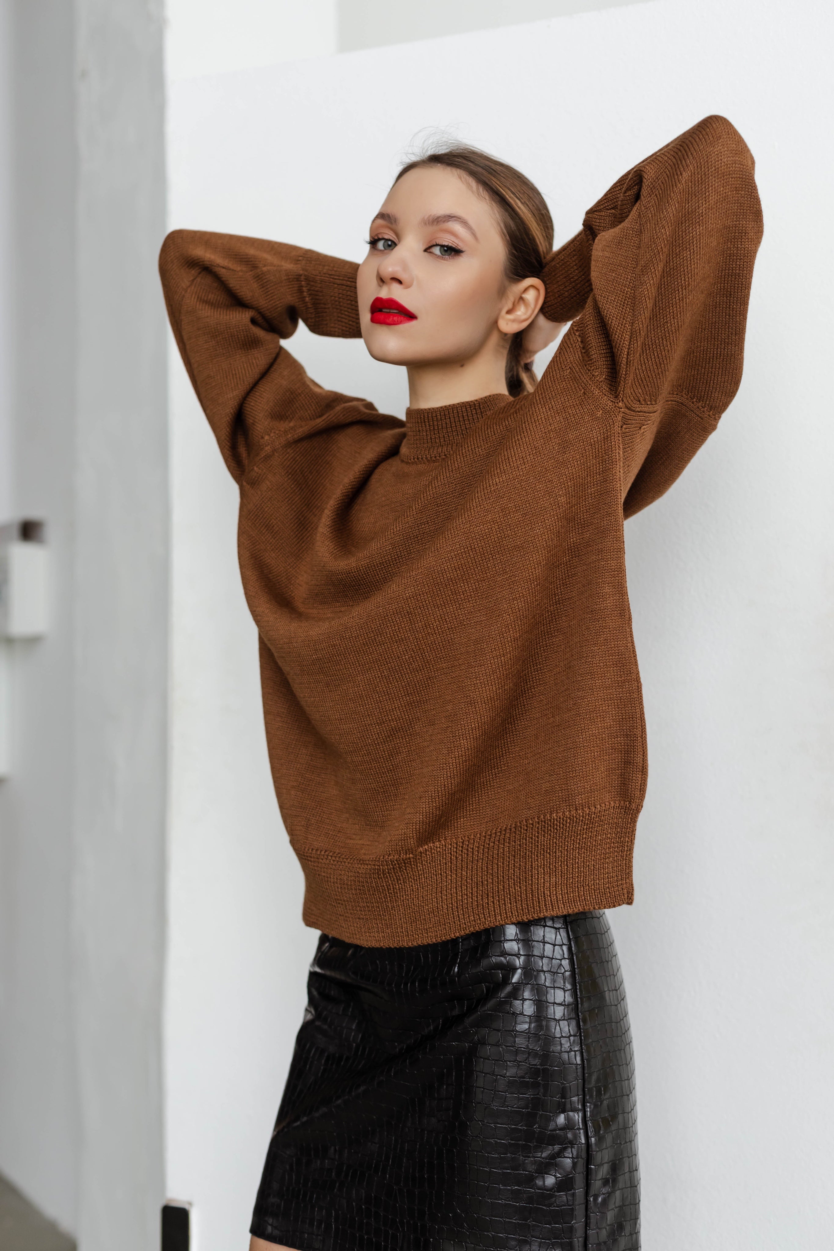 SOFIE STOREE - ﻿Merino Wool Sweater | Brown, buy at doors. nyc