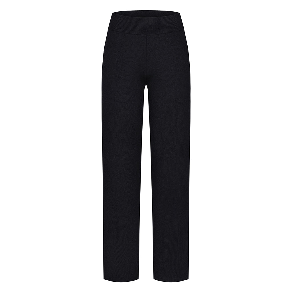 Straight Cut Knitted Pants | Black