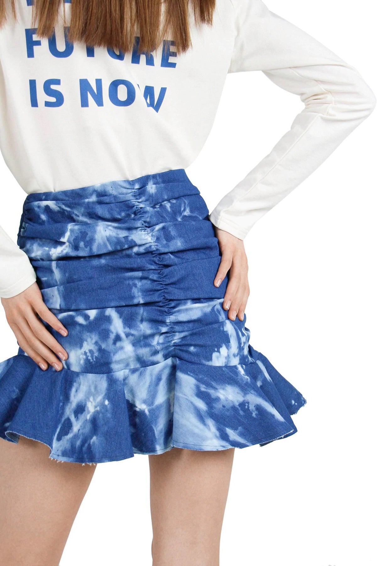ALICE K - Tie-Dye Denim Skirt, buy at doors. nyc