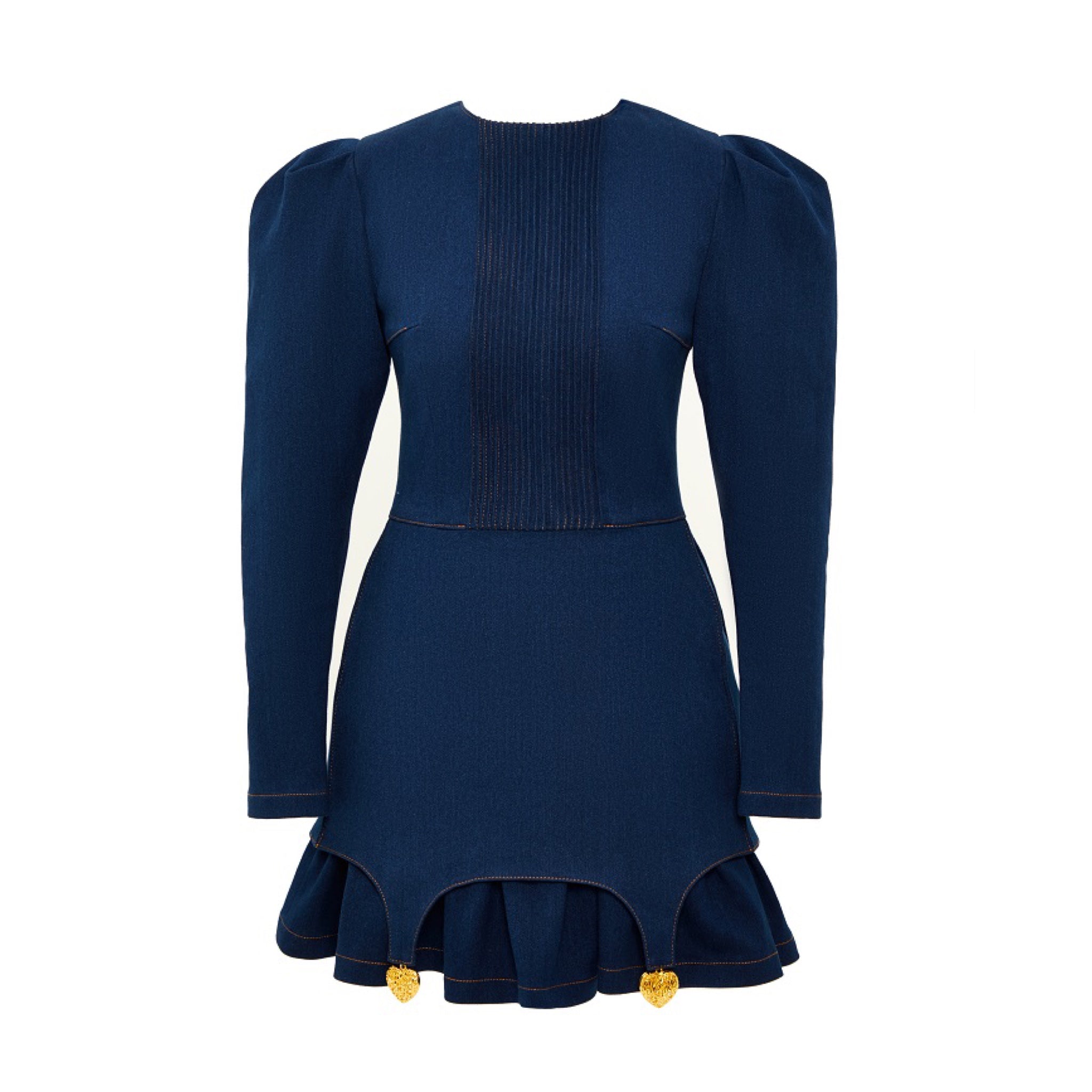 Ruffle Trim Button Up Dress, Denim - New Arrivals - The Blue Door Boutique