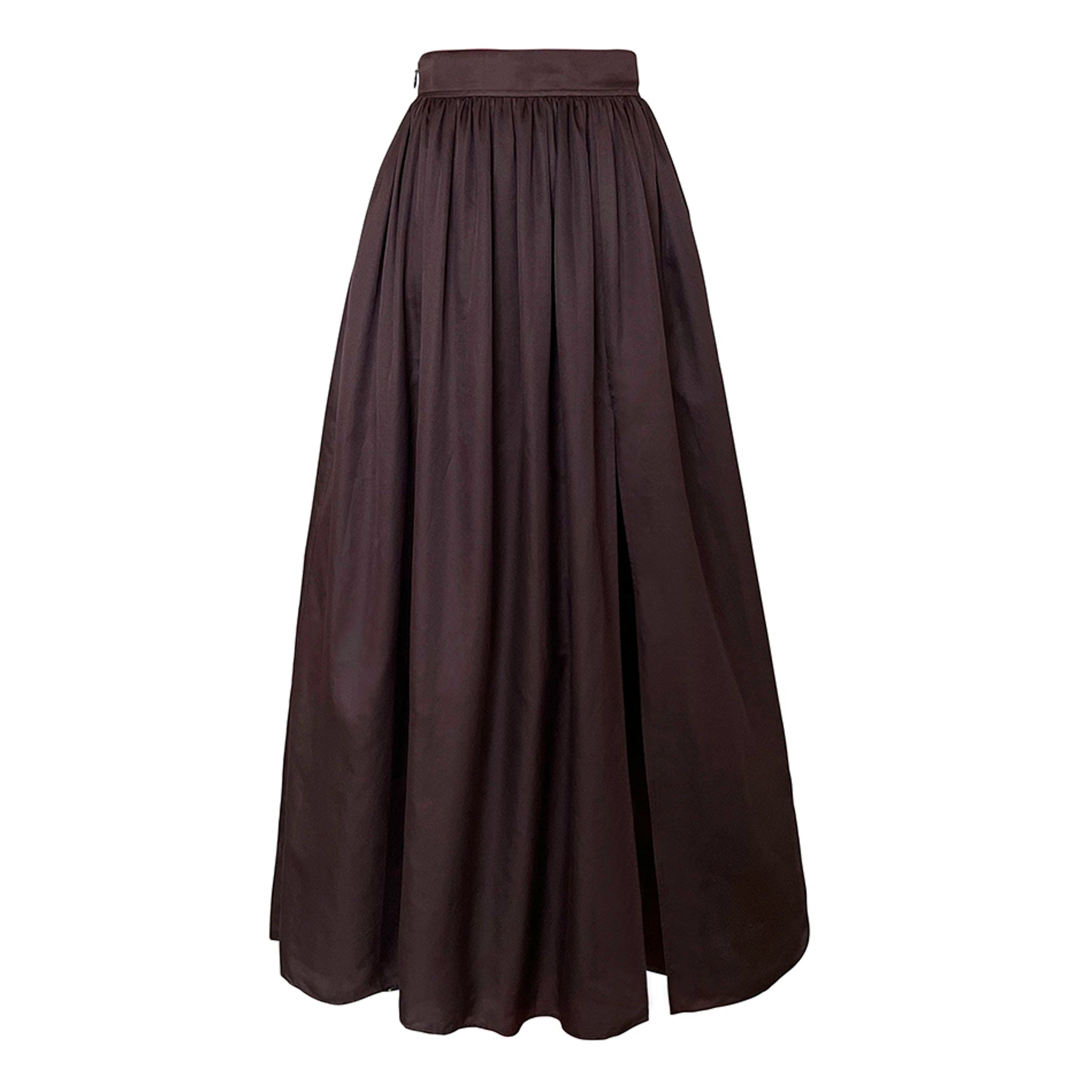 Isabelle Cotton and Silk-Blend Gathered Skirt | Brown