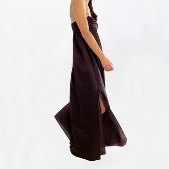 NUAJE NUAJE - Isabelle Cotton and Silk-Blend Maxi Dress | Brown, buy at DOORS NYC