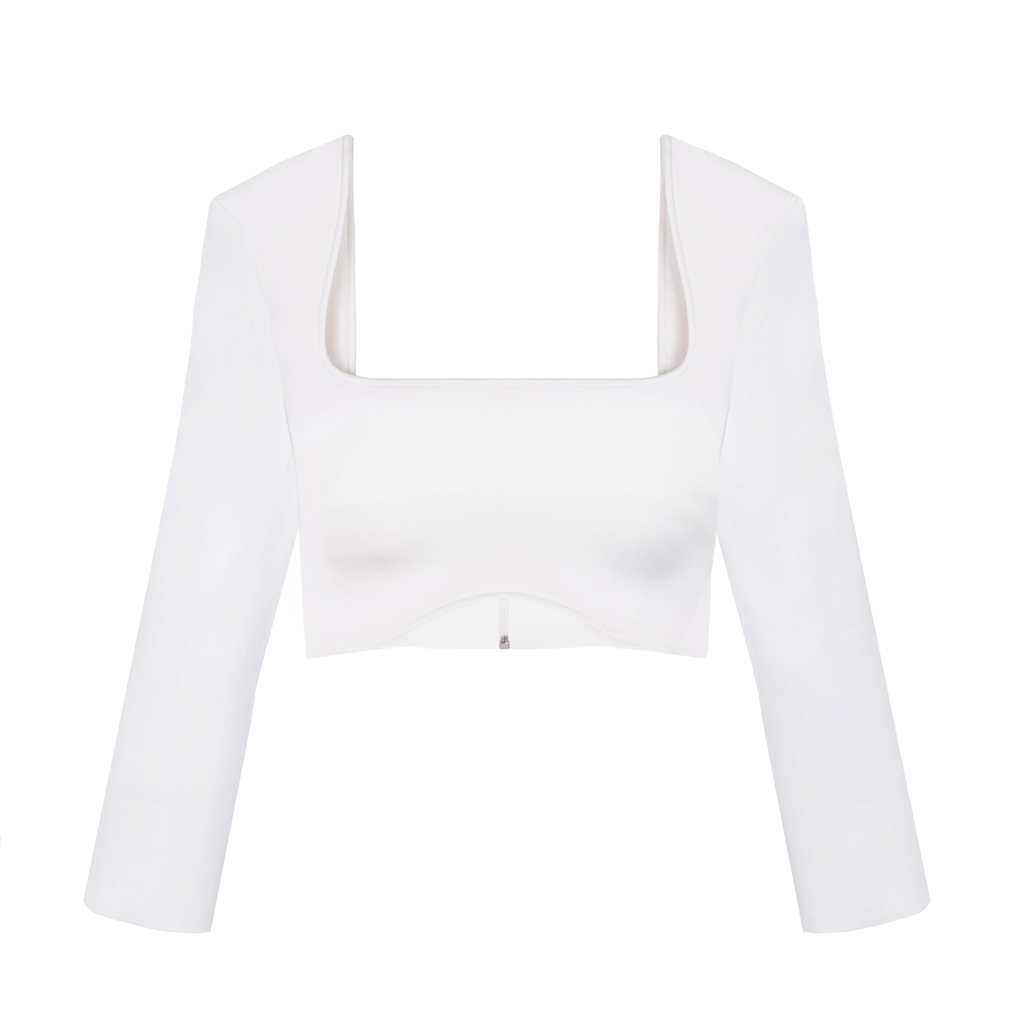 MARINE HENRION - Olivia Long Sleeves Crop Top | White, buy at doors. nyc