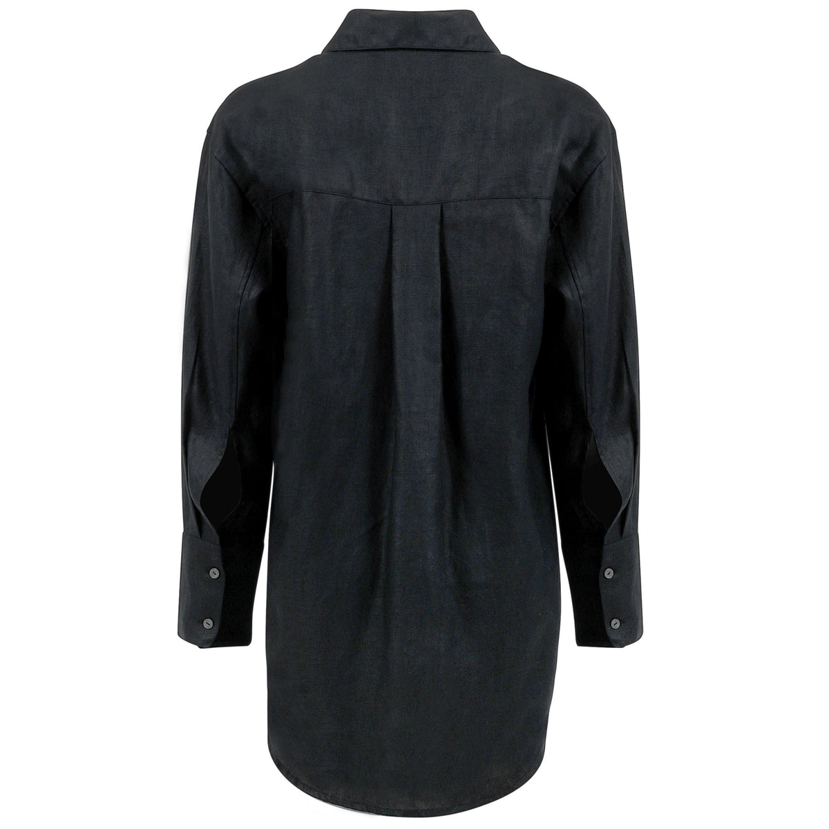 Mia Oversized Linen-Twill Shirt | Black