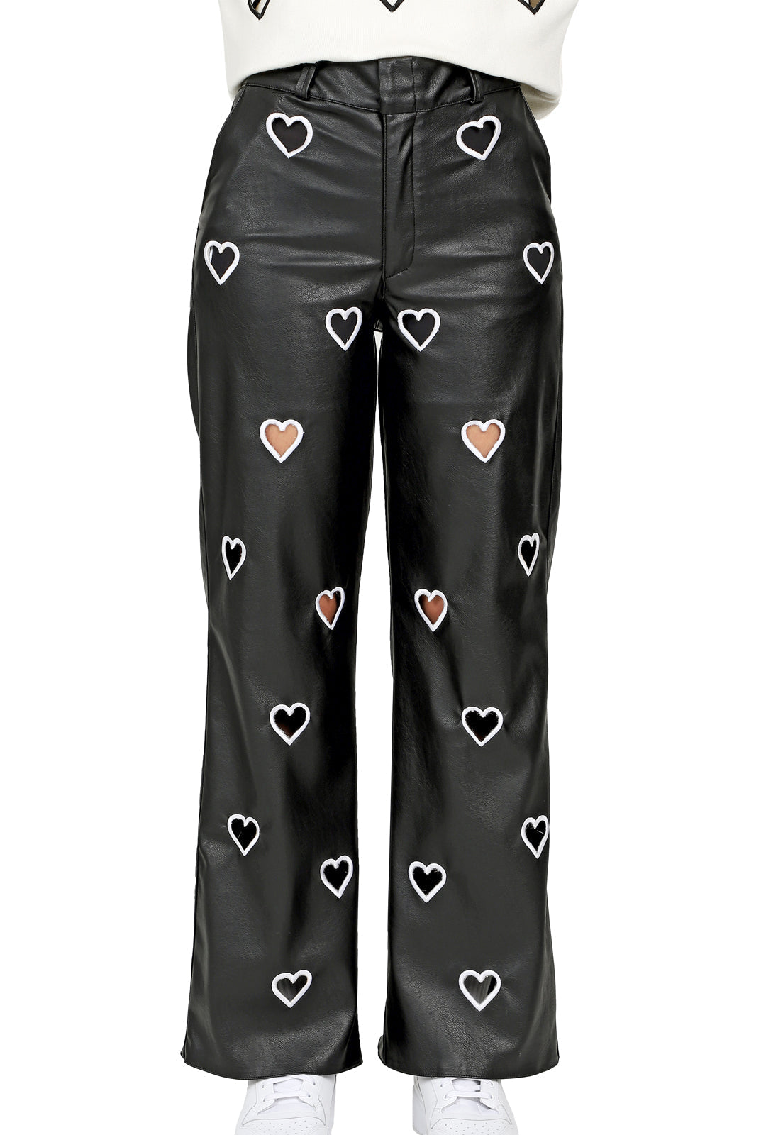etérea - Julieta & Julieta Cutout-Heart Faux-Leather Pants | Black, buy at doors. nyc