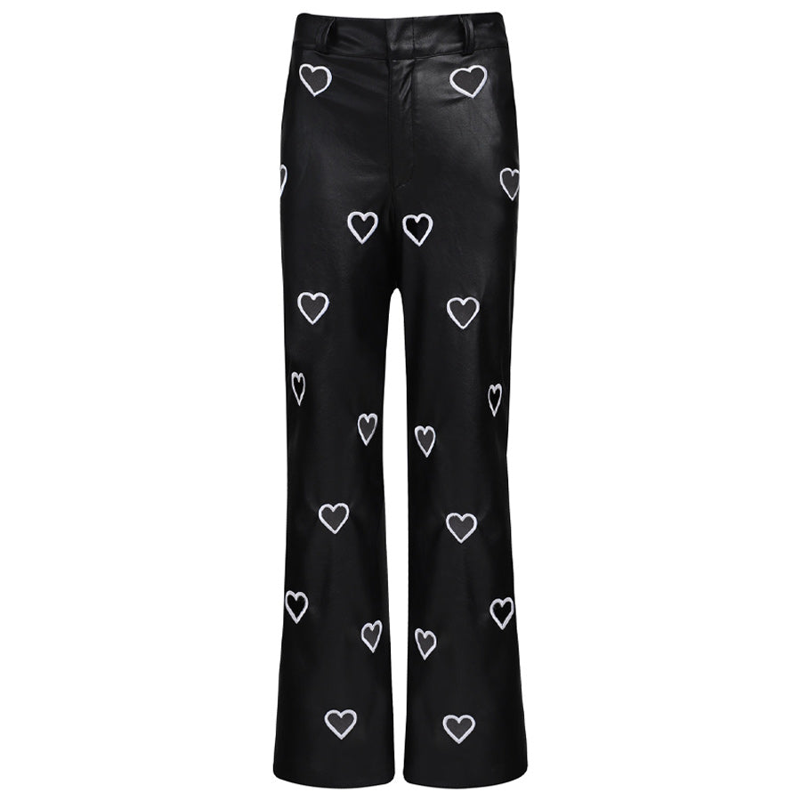 Julieta & Julieta Cutout-Heart Faux-Leather Pants | Black