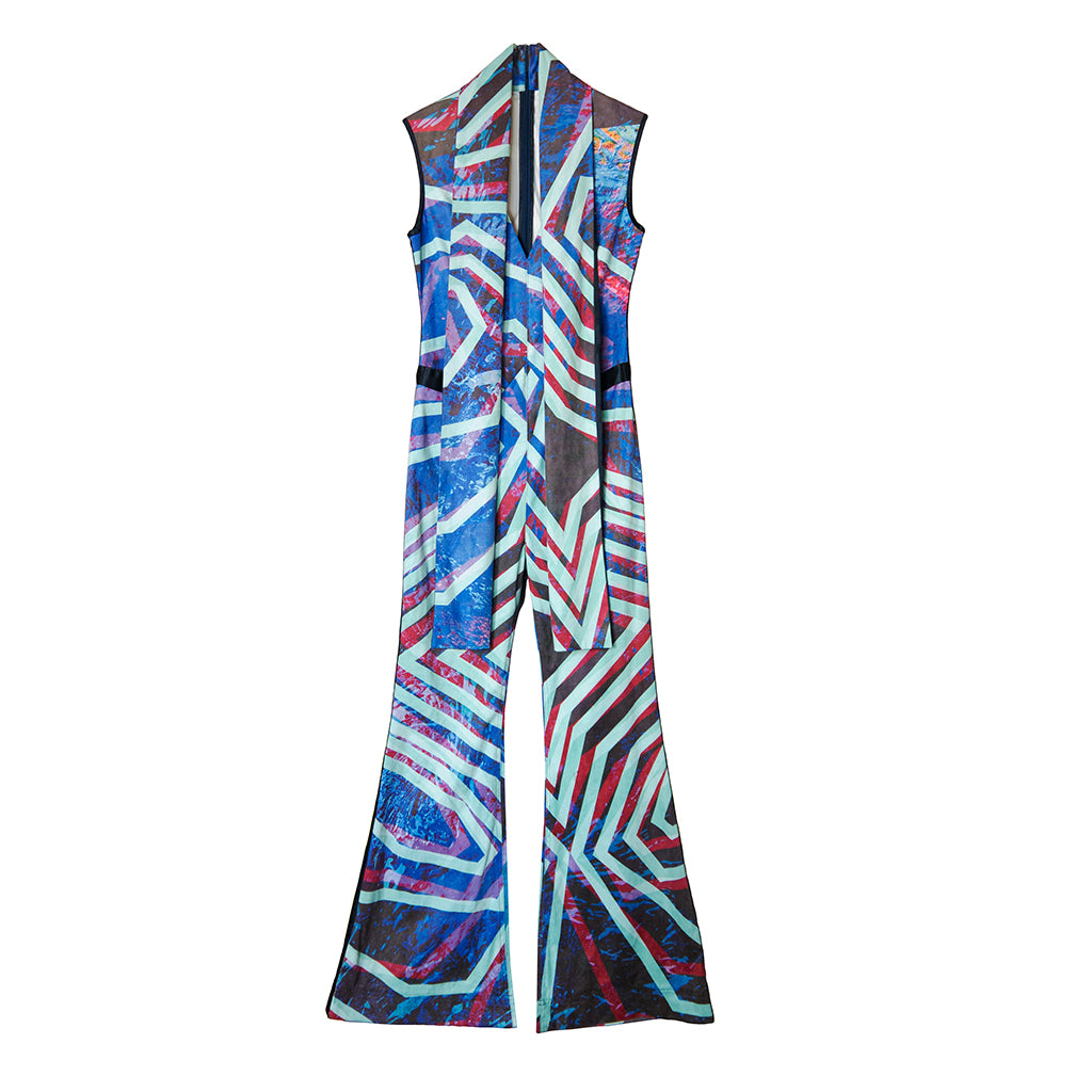 CLEAR TO RAIN- Print Suede Jumpsuit PR Sample at DOORS NYC PR showroom