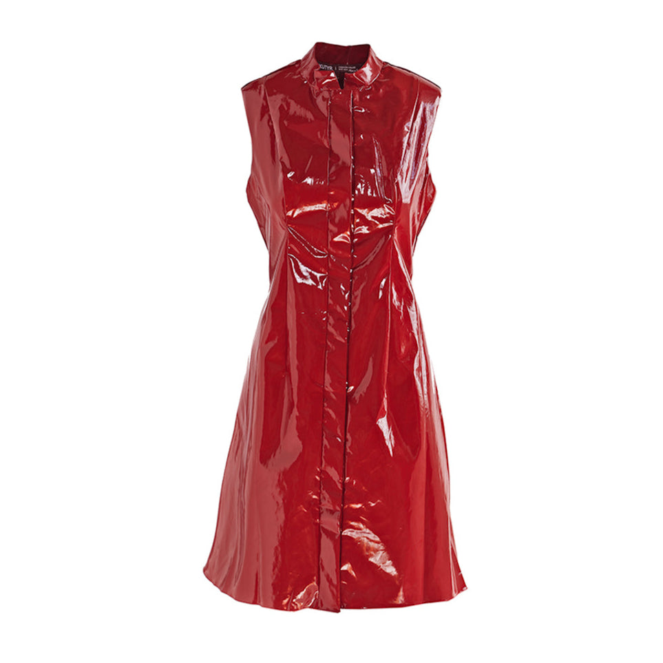 strapless open back dress Yosi Samra Miss Mary Flat in Red Patent