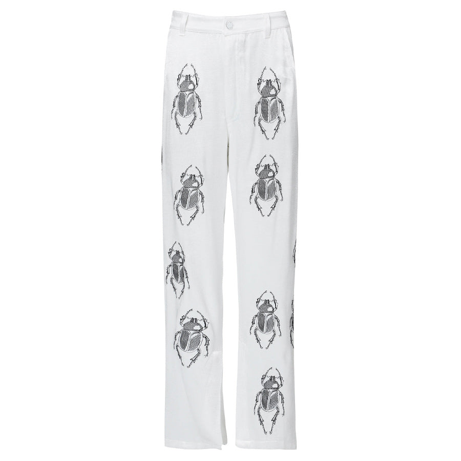 etérea - Renacer Beetle-Embroidered Pants | White, buy at doors. nyc