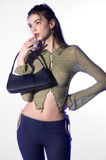 TTMAB - Rosie Lizard-Effect Leather Shoulder Bag | Navy buy at doors.nyc