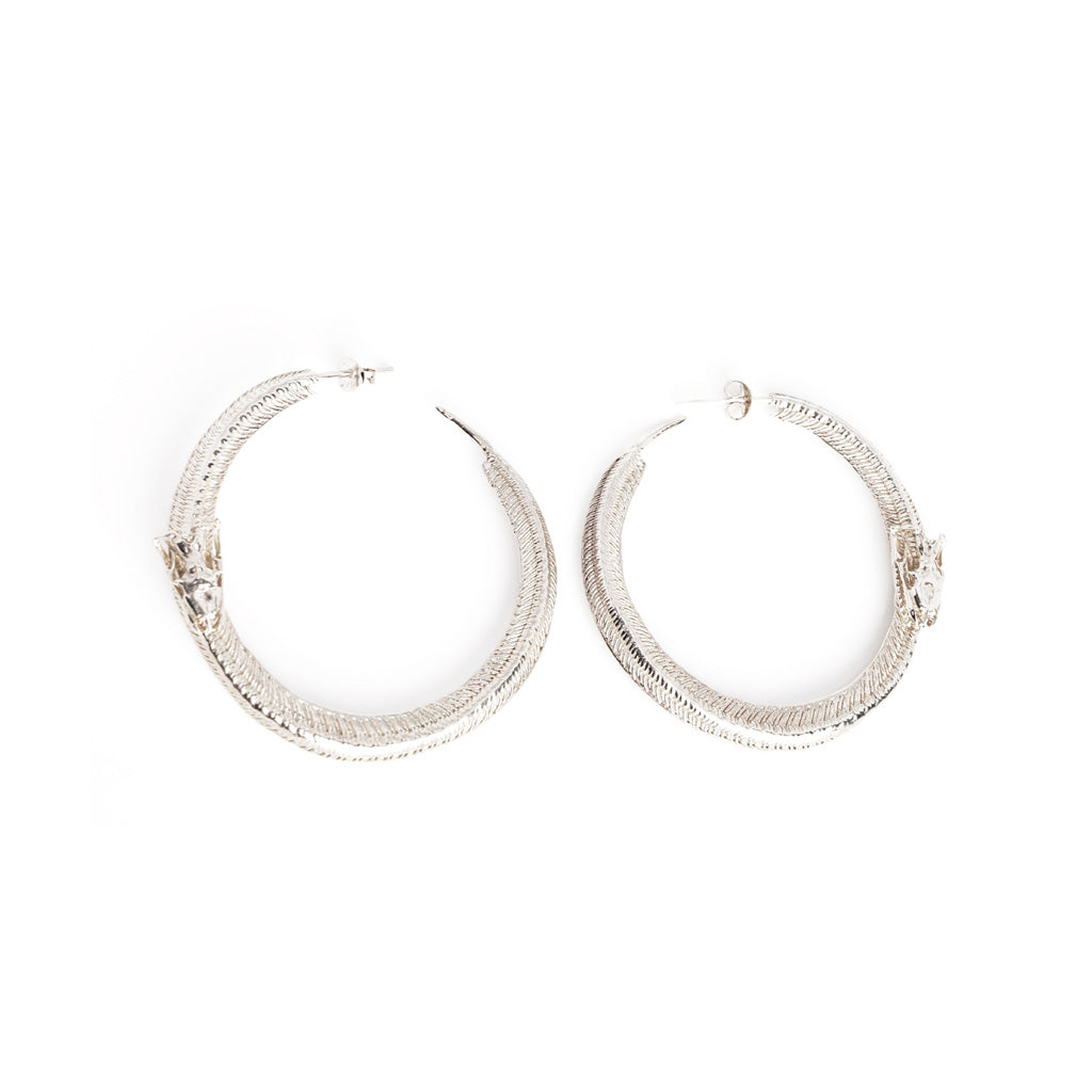B DODI - Snake Hoop Earrings | Silver buy at DOORS NYC