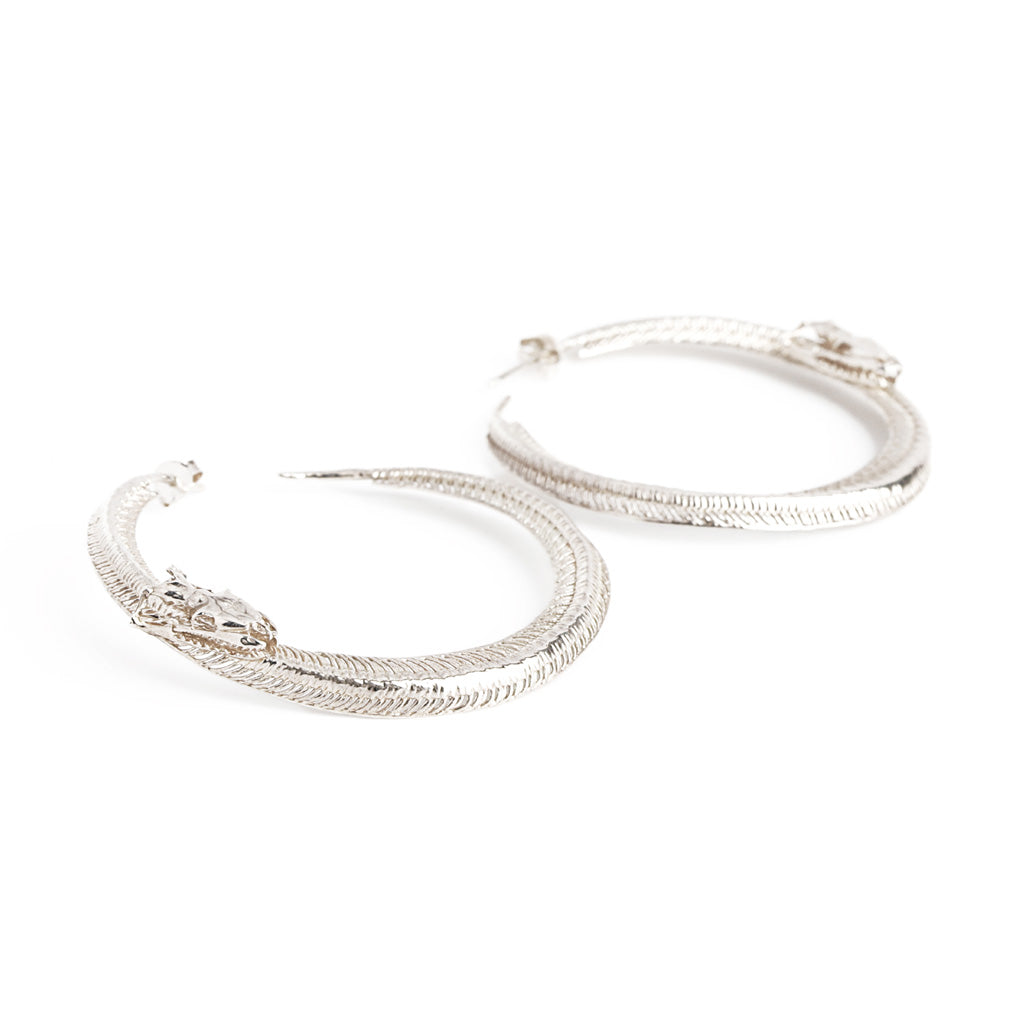 Snake Hoop Earrings | Silver
