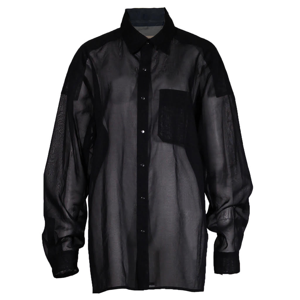 TINY DINOSAUR - Sheer Cotton-Organdy Shirt | Black buy at DOORS NYC
