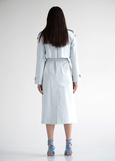KRIS MARAN -Trench Coat in Aqua Blue buy at DOORS NYC