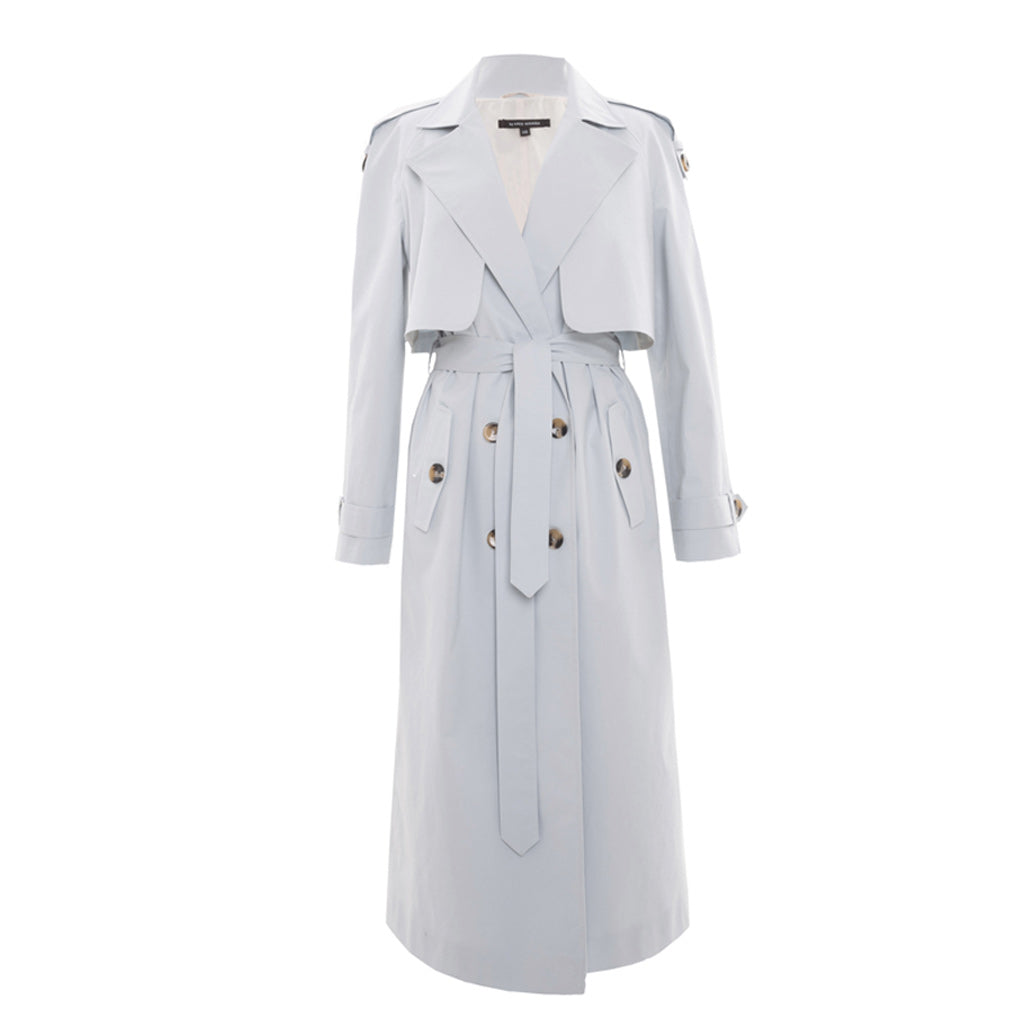 KRIS MARAN -Trench Coat in Aqua Blue buy at DOORS NYC