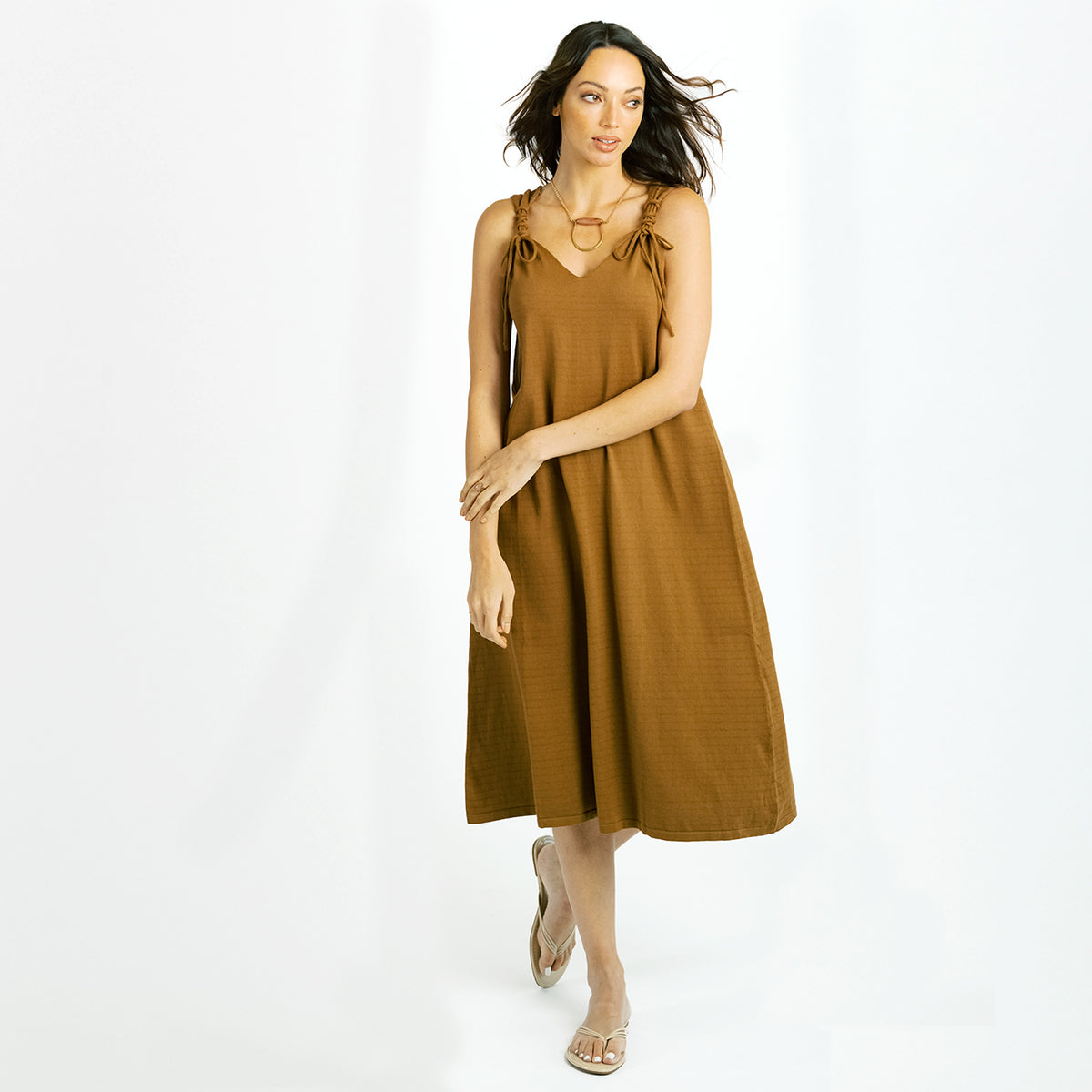 Cashmere Cotton House Dress | Rum Caramel