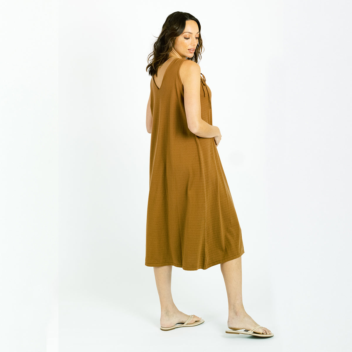Cashmere Cotton House Dress | Rum Caramel
