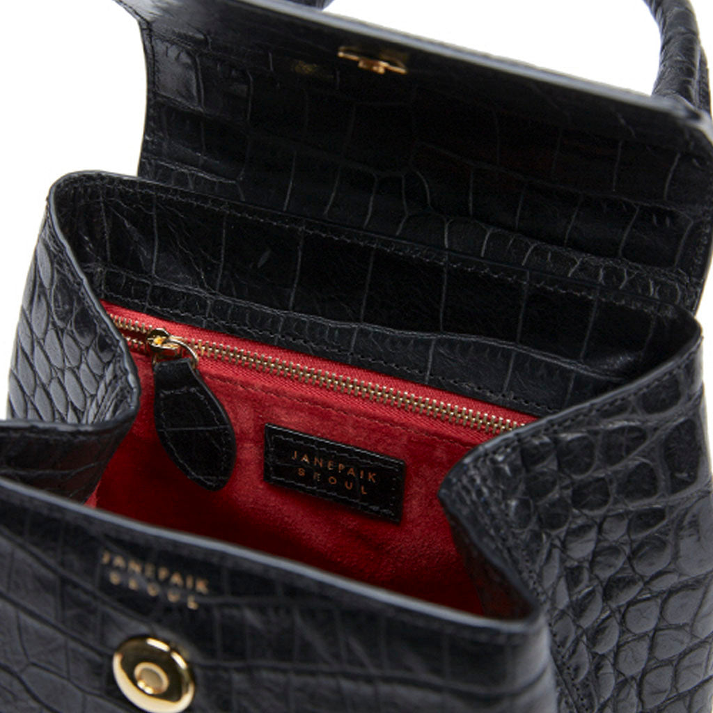 JANEPAIK SEOUL﻿ - Anne Crocodile-Effect Leather Bag | Black, buy at doors. nyc