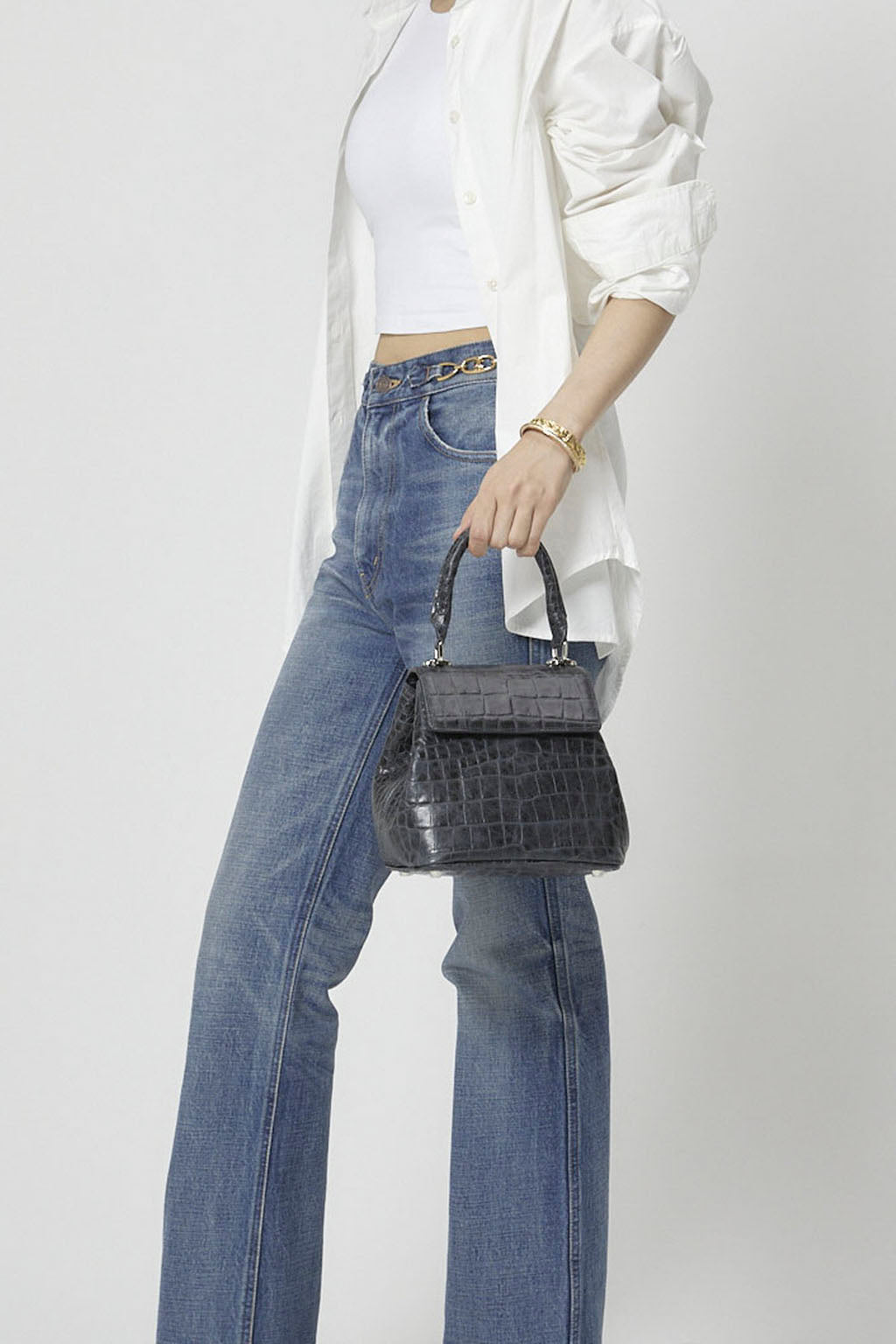 JANEPAIK SEOUL﻿ - Anne Crocodile-Effect Leather Bag | Navy, buy at doors. nyc