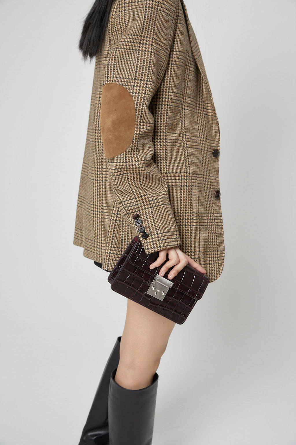 JANEPAIK SEOUL﻿ - Clutch M Crocodile-Effect Leather Clutch | Burgundy, buy at doors. nyc