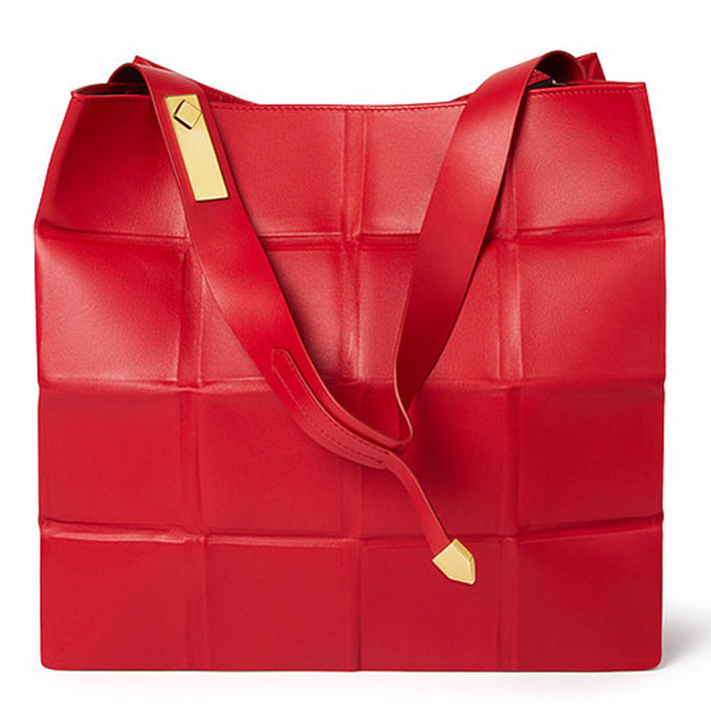 Faldan Foldable Bag in Red Leather